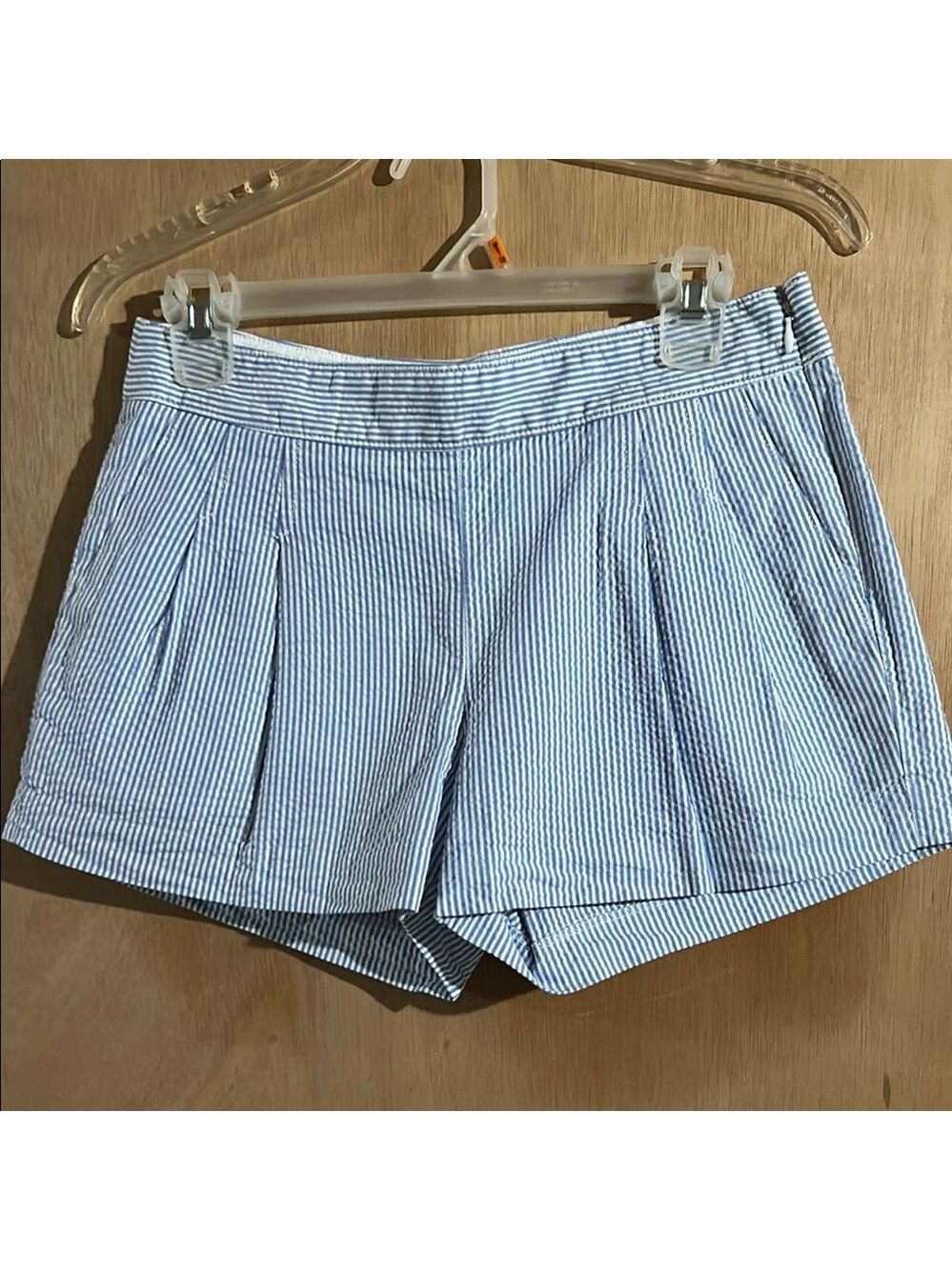 J. Crew High Waist Blue and White Striped Shorts